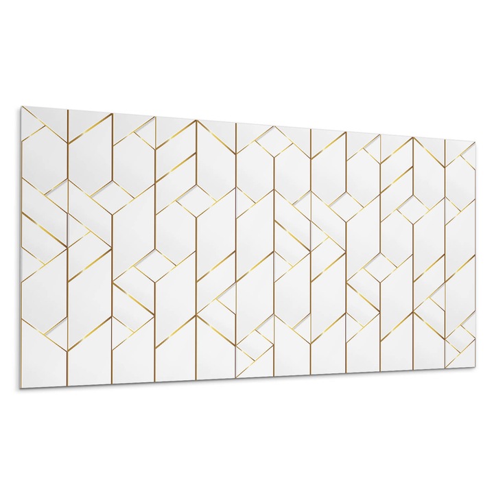 Dekoratív vinil panel, Wallfluent, Stílusos vonalak geometriai elrendezésben, Fehér, 120x60 cm, 010310540040000276730