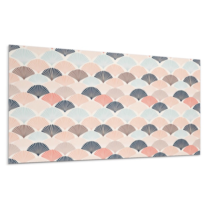 Panou vinil decorativ, Wallfluent, Model de evantai in valuri, Bej, 100x50, 010310540010000276767