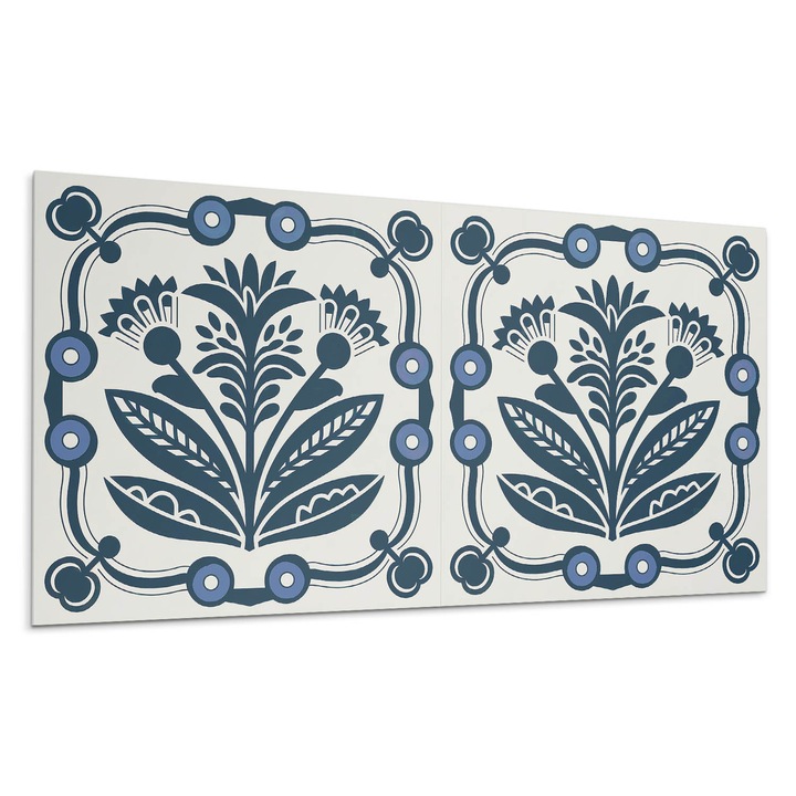 Öntapadó dekoratív panel, Wallfluent, Virág motívum zöld levelekkel, Zöld, 120x60 cm, 010310540040000282986