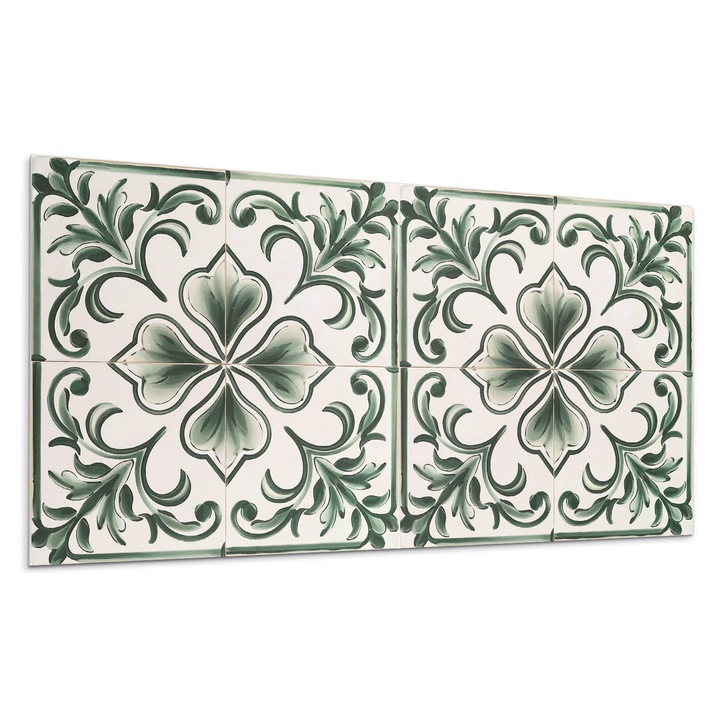 Dekoratív vinil panel, Wallfluent, Levelek és szívek motívuma, Zöld, 120x60 cm, 010310540040000283054