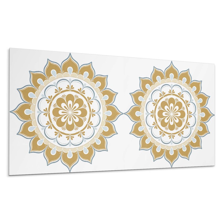 Panou vinil decorativ, Wallfluent, Model de mandala floral, Bej, 10x40x20, 010310540020000283120