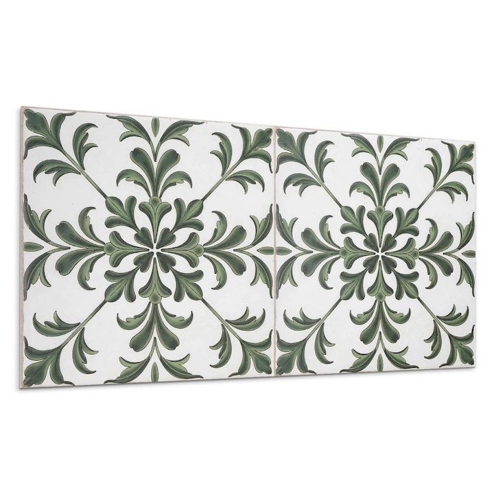 Öntapadó dekoratív panel, Wallfluent, Növényi minta a kerámián, Zöld, 120x60 cm, 010310540040000283069