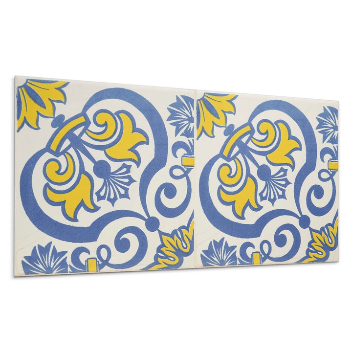 Panou vinil decorativ, Wallfluent, Model floristic cu ornamente, Albastru, 10x40x20, 010310540020000283181