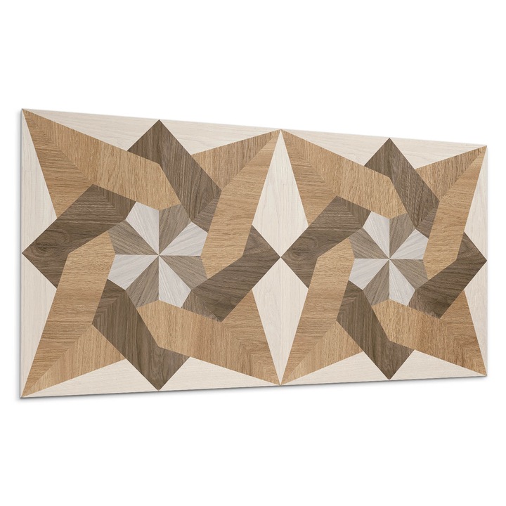 Panou vinil decorativ, Wallfluent, Mozaic poligonal din lemn, Maro, 6x60x30, 010310540030000283224