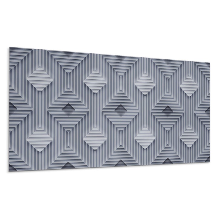 Panou decorativ autoadeziv, Wallfluent, Model geometric cu mai multe straturi, Gri, 10x40x20, 010310540020000283243