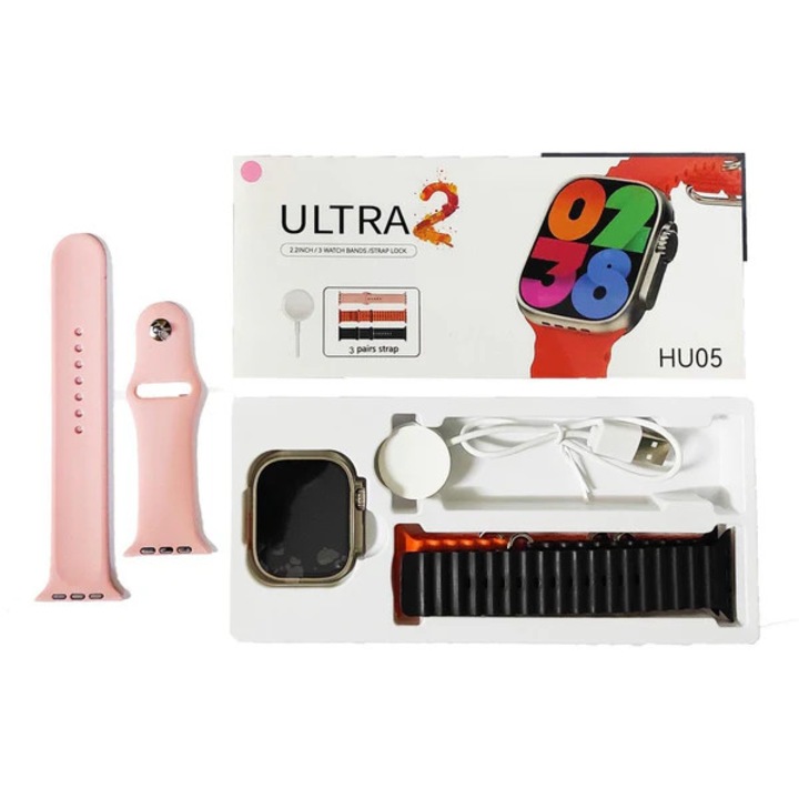 Smartwatch, HU05 Ultra 2, AMOLED, 49mm, negru, set 3 bratari