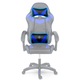 DacEnergy játékszék, strapabíró ökobőr, modern dizájn, dupla kerekek, tömör nylon gumi, két párnával, maximális teljes magasság 123 cm, fekete és kék