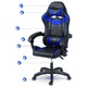 DacEnergy játékszék, strapabíró ökobőr, modern dizájn, dupla kerekek, tömör nylon gumi, két párnával, maximális teljes magasság 123 cm, fekete és kék