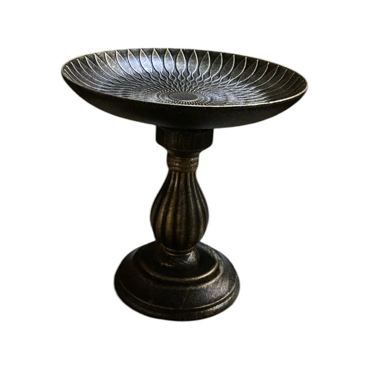 Декоративна чиния с крак, дърво, 19 dx 19 h cm, мед