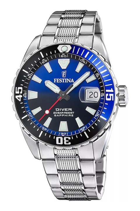 Festina, Часовник от неръждаема стомана с лого, Сребрист