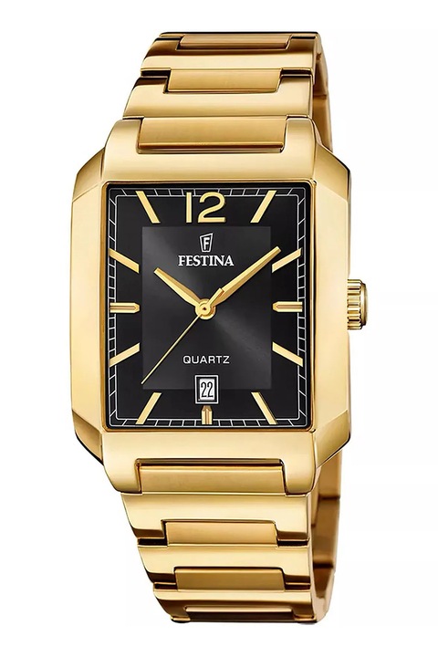 Festina, Кварцов часовник от неръждаема стомана с лого, Златист