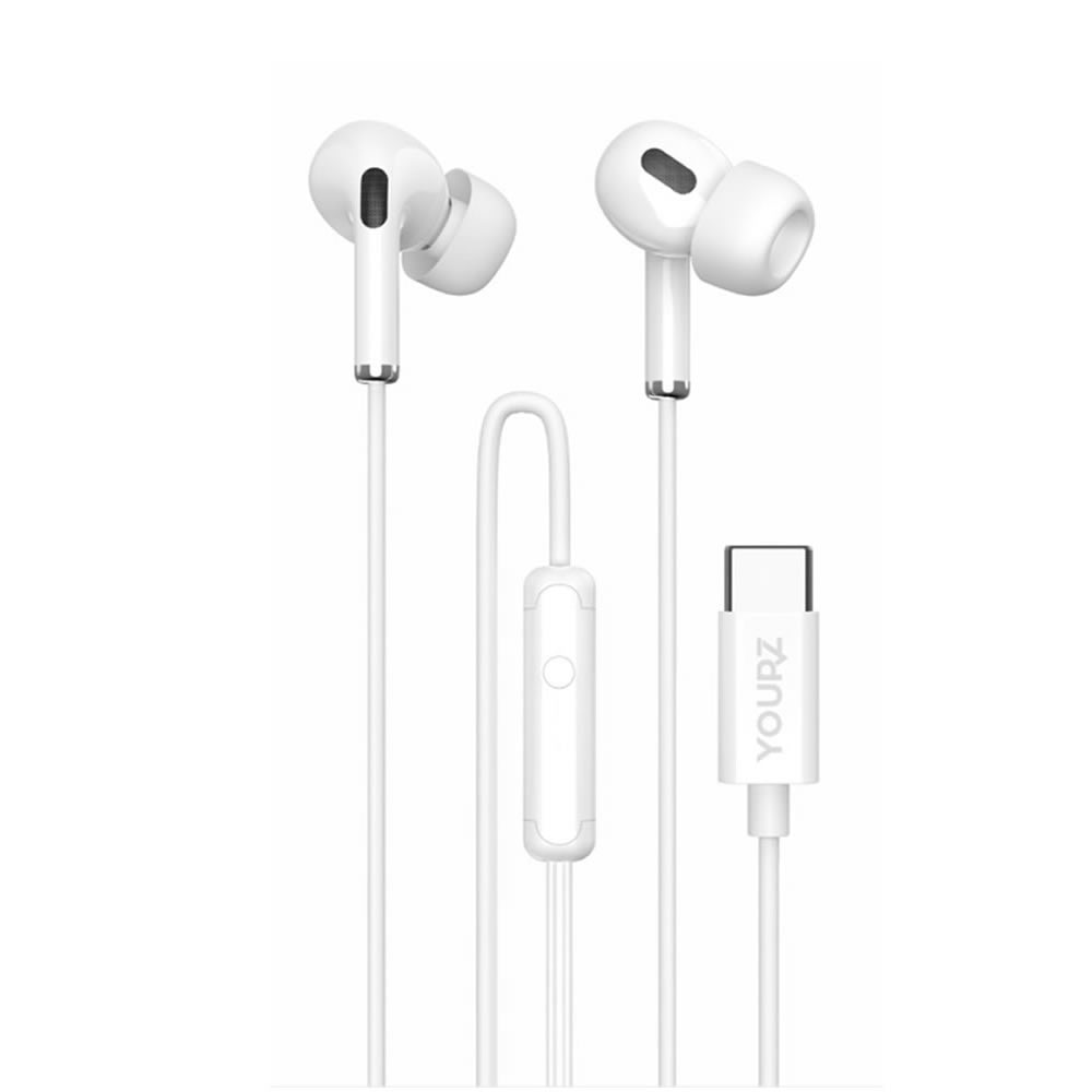 Casti intraauriculare YOURZ-S4-E, YOURZ-S11, tip C, maini libere, microfon, alb