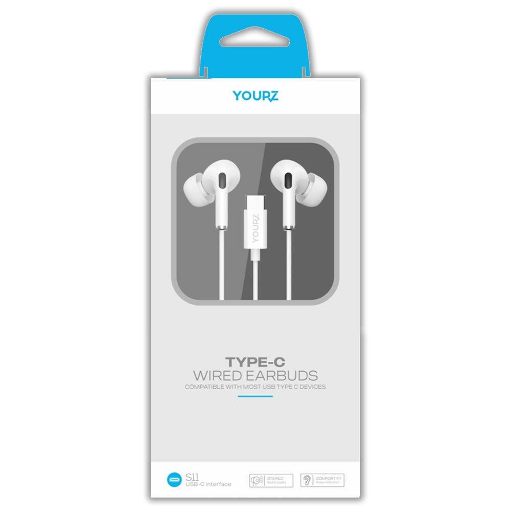 Casti intraauriculare YOURZ-S4-E, YOURZ-S11, tip C, maini libere, microfon, alb