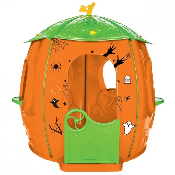 Casuta de gradina pentru copii Pilsan Pumpkin, utilizare interior/exterior, plastic rezistent UV, design realist, usa si ferestre functionale