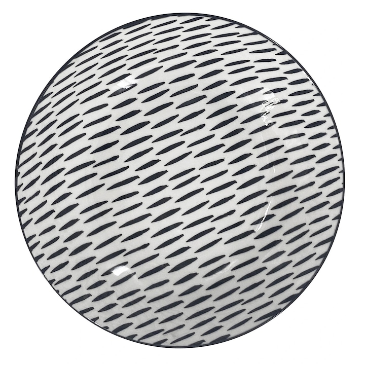 Farfurie adanca SIAKI BlackLine, 20cm, alb-negru, design modern, set de 4 modele