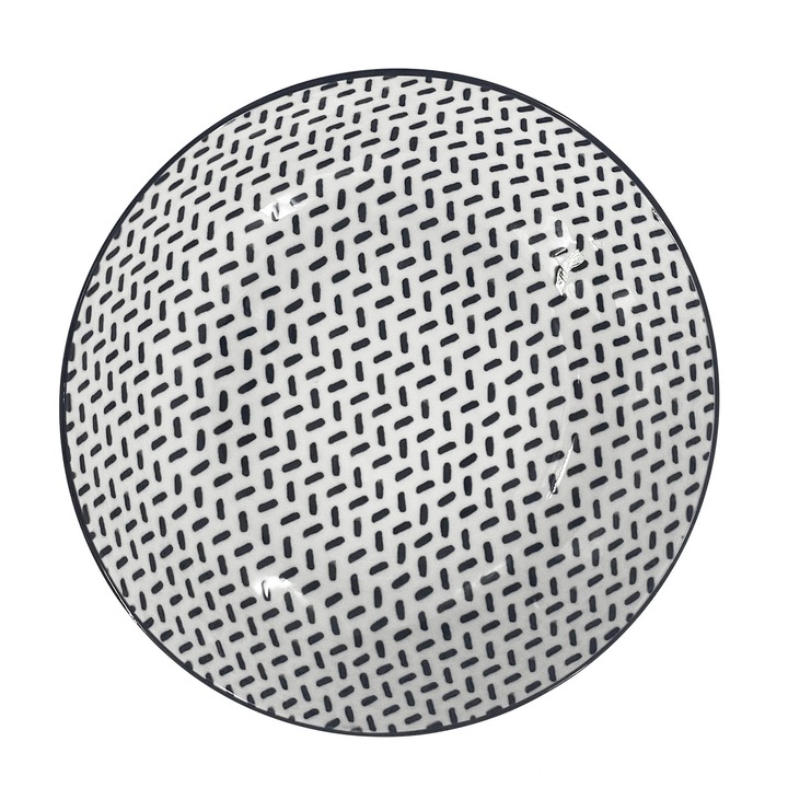 SIAKI BlackLine mélytányér, 20 cm, fekete-fehér, modern design, leveshez alkalmas