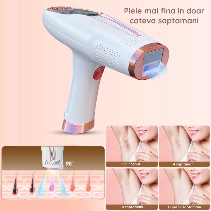 Clavi IPL епилатор, Ultimate, ICE Cool функция с охлаждане, трайно обезкосмяване, подмладяване на кожата, намаляване на акнето, 9 нива на интензивност, 999 999 импулса, кожен сензор, бял