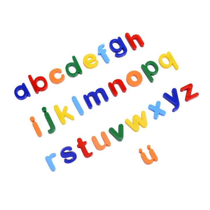 Set 26 litere magnetice, pentru frigider, +3 Ani, 13 x 18 x 14 cm, Plastic, Multicolor