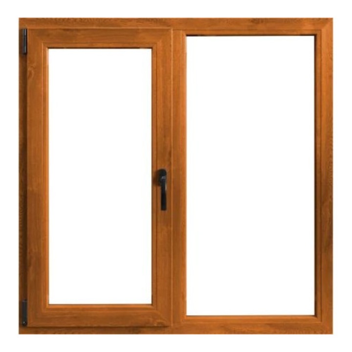 Fereastra PVC, Tamistef, profil Selective 6 camere, 2 canate, stejar auriu, dubla deschidere stanga, 1450x1150