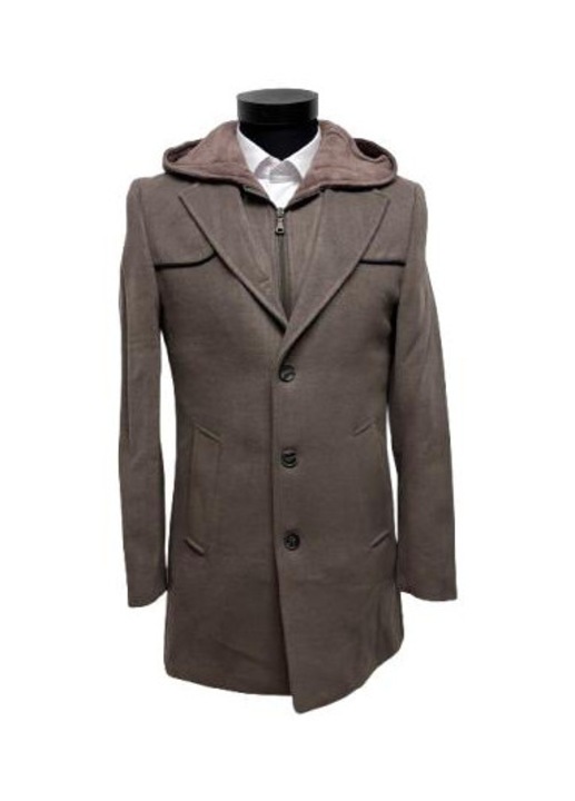 Palton pentru barbati cu gluga detasabila, Callipso-1258, Maro