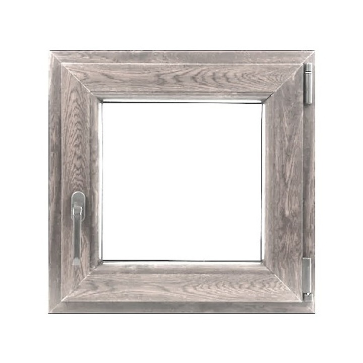 Fereastra PVC, Tamistef, profil Selective 6 camere, 1 canat, stejar antik, dubla deschidere stanga, 500x500