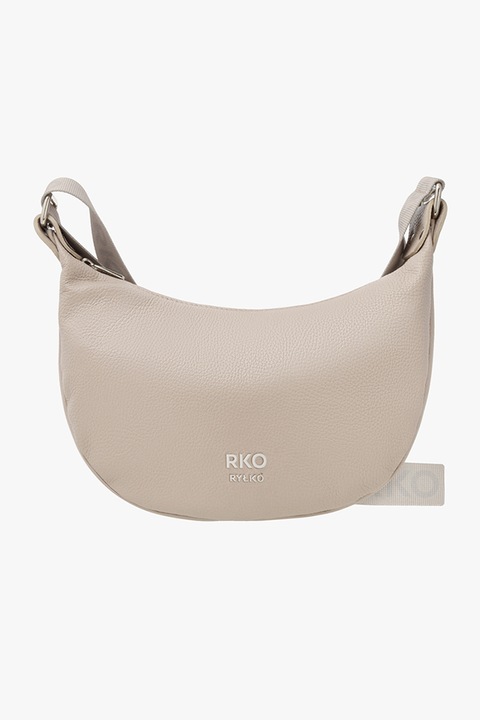 RYLKO, Geanta semiluna de piele cu bareta cu model logo, Bej deschis