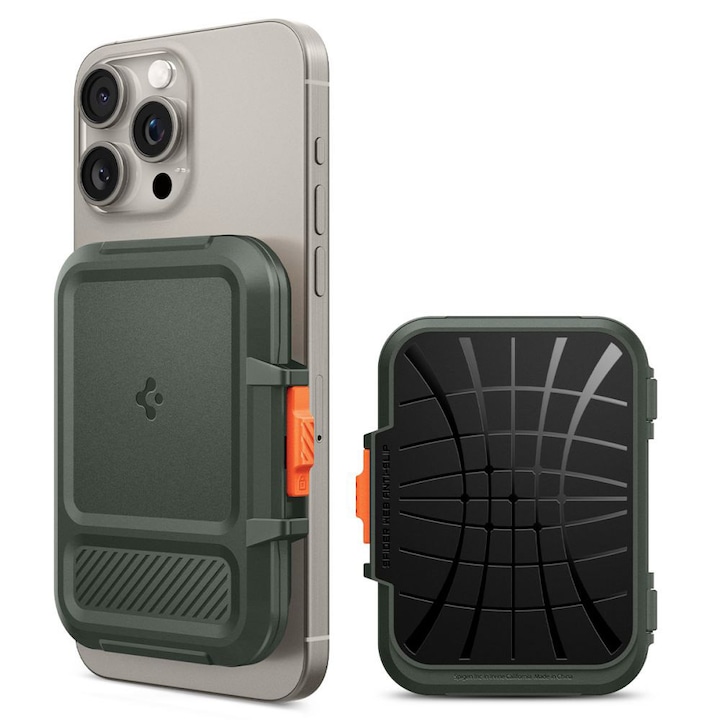 Portofel Universal pentru Telefon cu 2 Compartimente - Spigen Lock Fit Magsafe - Military Green