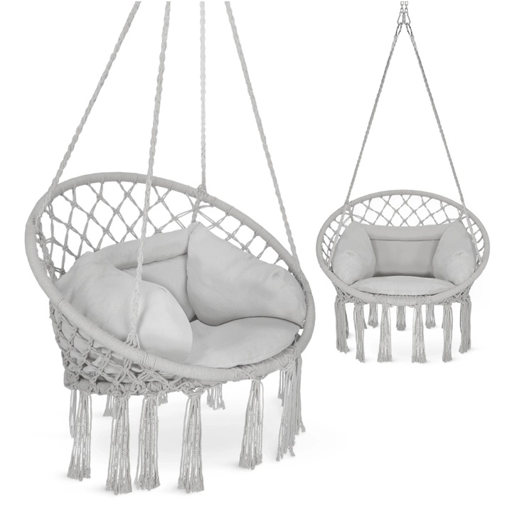 Градинска люлка с възглавница, 4FIZJO, BOHO, сива