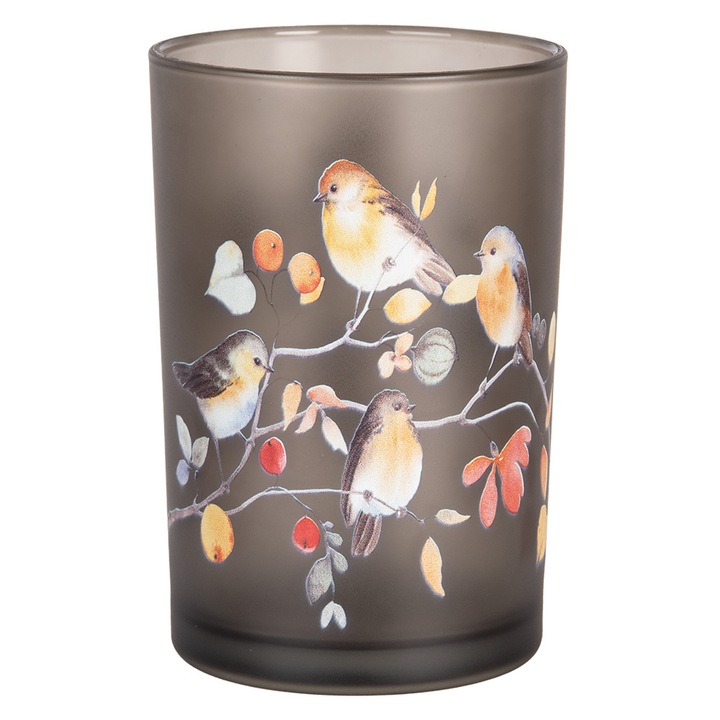 Suport lumanare sticla multicolora 12x18 cm