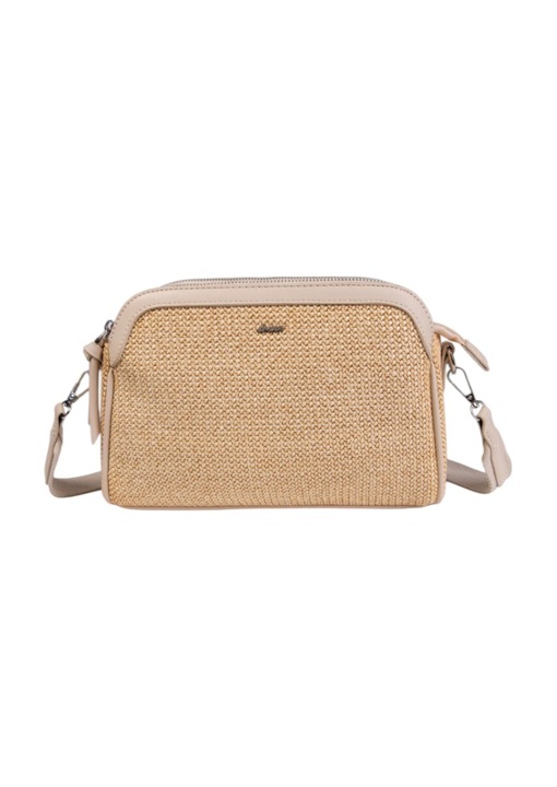 Női crossbody táska, vászon és műbőr, R240198 barack