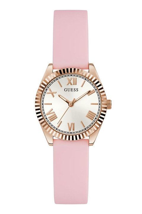 GUESS, Ceas quartz cu o curea de silicon, Roz deschis