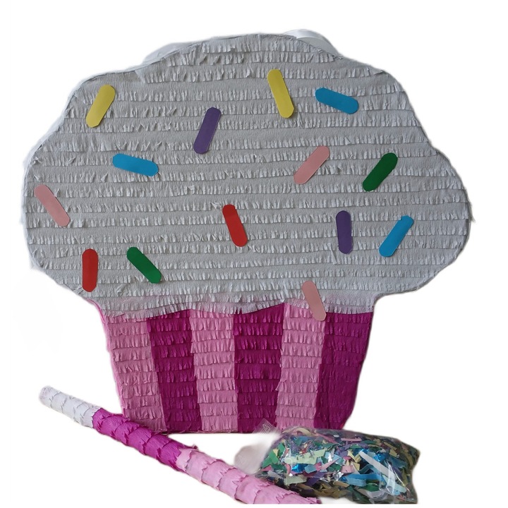 Pinata model briosa, 45 cm, alb+roz+mov