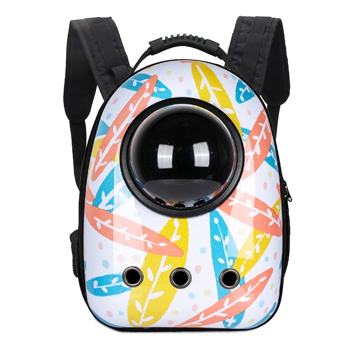 Rucsac pentru transportul animalelor de companie, Timeless Tools, alb cu frunze