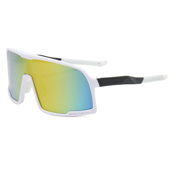 Ochelari de ciclism, lentile colorate, rame alb-negru, dimensiuni 144x55x22mm, set 1 buc