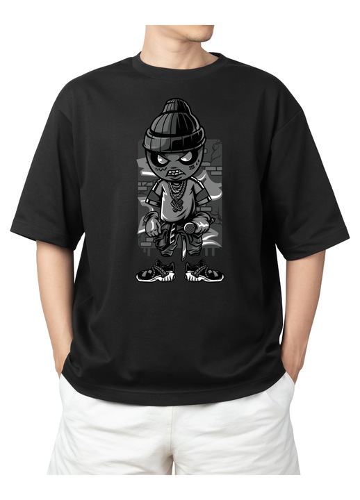 Férfi póló mintával, MC Zombies, Fekete