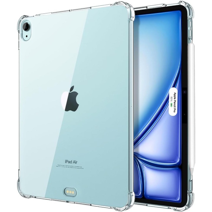 Калъф за iPad Air 11-инчов таблет (M3/M2-2025/2024), iPad Air 5th/4th Gen. 10.9" (2022/2020), силиконов TPU, прозрачен