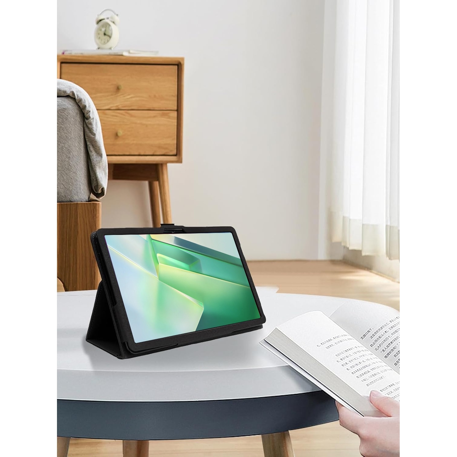 Husa pentru tableta Blackview Tab 11 (SE) 10.36'', Curea pentru Mana, Suport Stylus, Denim