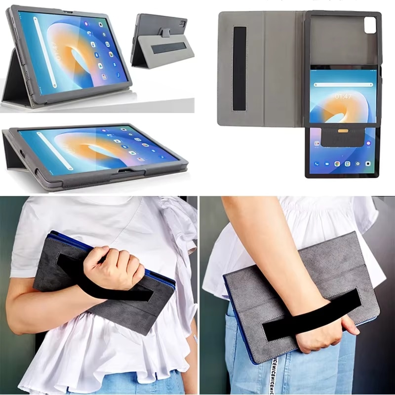 Husa pentru tableta Blackview Tab 16, 11.0", Curea pentru Mana, Suport Stylus, Denim