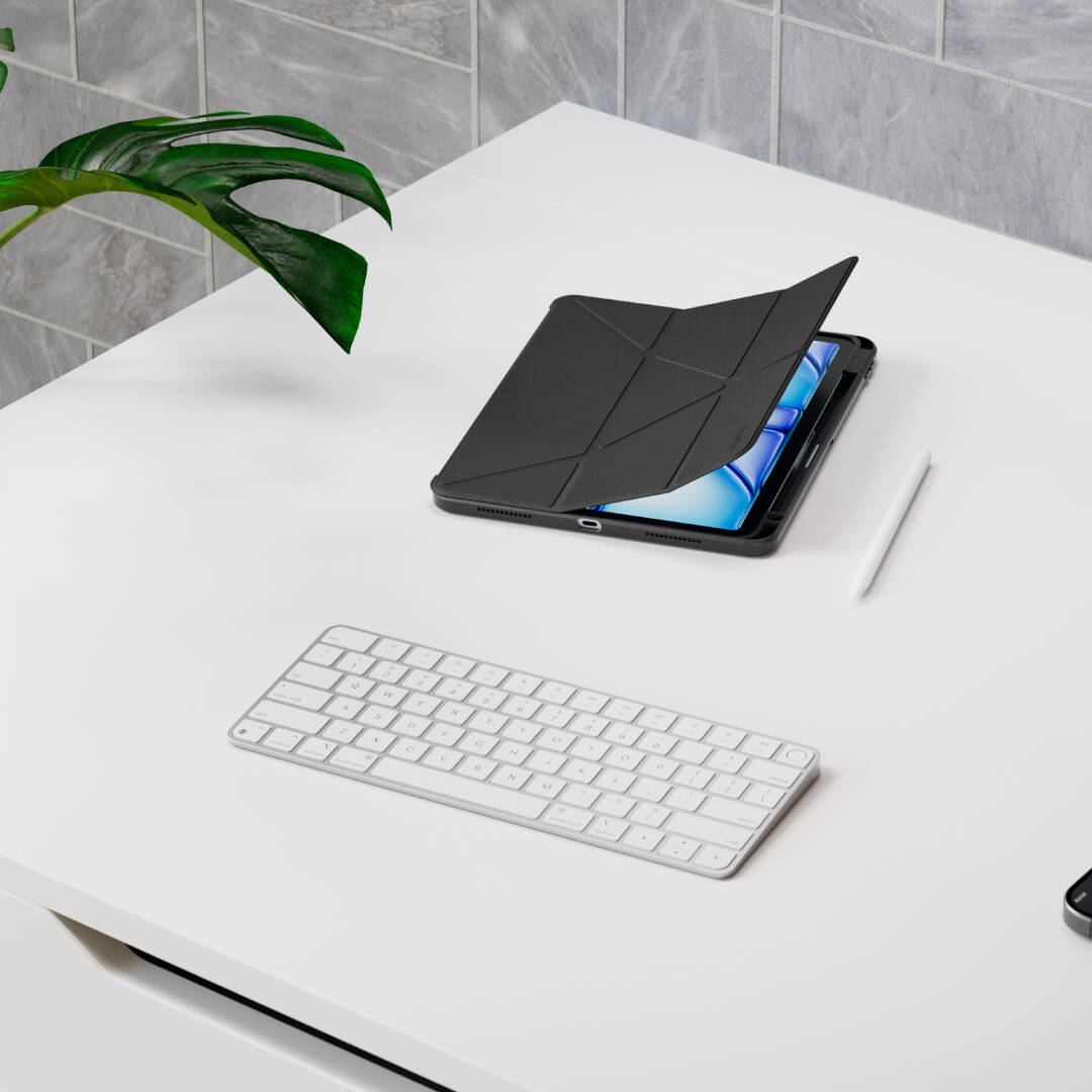 Husa Trifold Magnetica REVOMAG pentru Lenovo Idea Tab, 11", Negru, Ultra Slim, Spate transparent