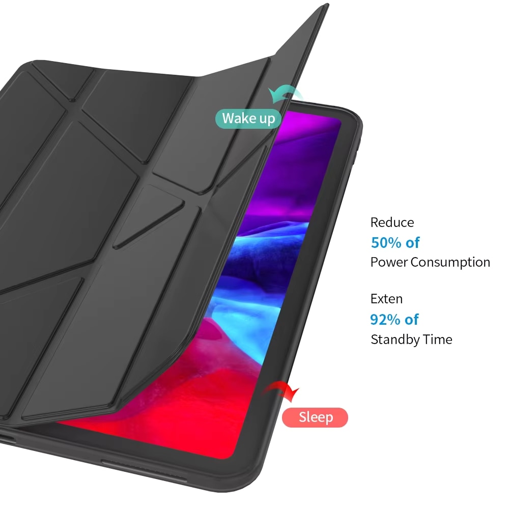 Husa Trifold Magnetica REVOMAG pentru Lenovo Idea Tab, 11", Negru, Ultra Slim, Spate transparent