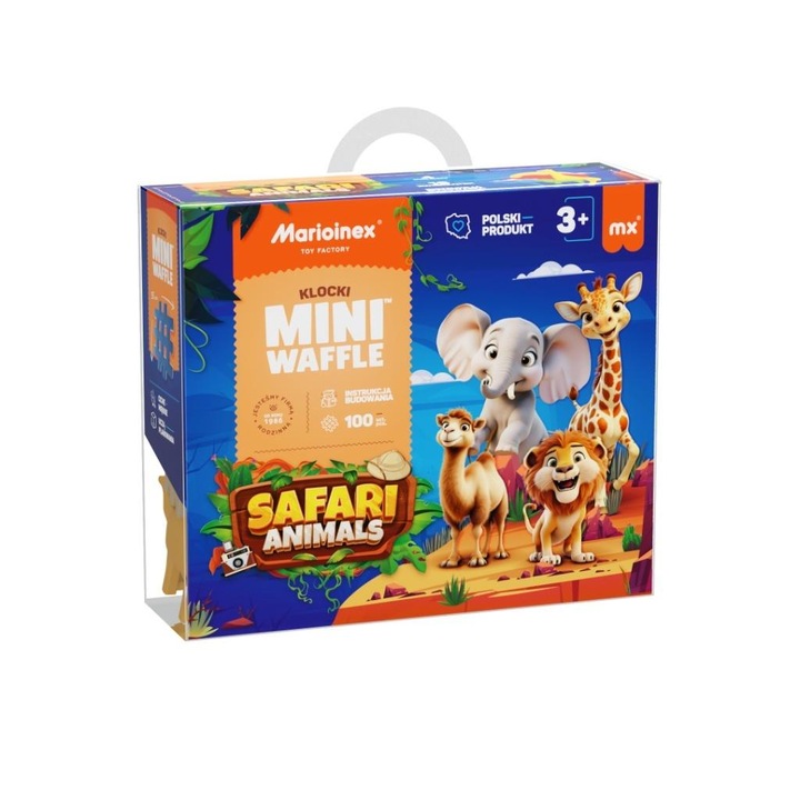 Set de constructie, Animale salbatice, Safari, 100 piese, Mini Waffles, Marioinex