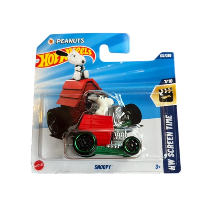 Masinuta Hot Wheels Snoopy, rosu, 1:64 - model 2025