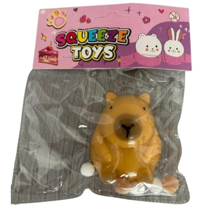 Играчка Capybara Squishy, кафява, антистрес, с бързо връщане към първоначалната форма, 5см