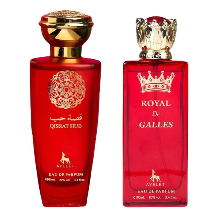 Eau de Parfum készlet, Qissat Hub Red / Royal De Galles, női és férfi, 2x100 ml
