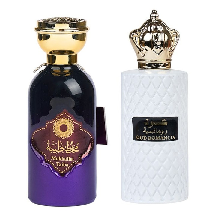 Set Apa de Parfum, Mukhallat Taiba/ Oud Romancia, Femei, 2x100 ml