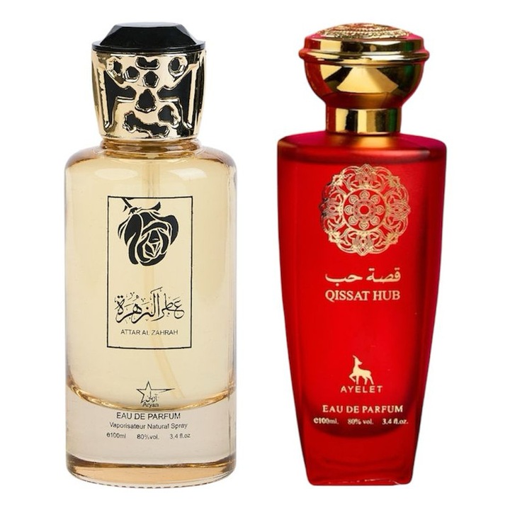 Parfüm szett, Attar Al Zahrah / Qissat Hub Red, női, 2x100 ml