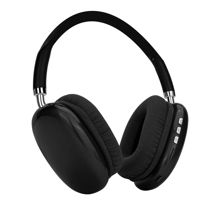 Sunjom vezeték nélküli fülre helyezhető fejhallgató, Bluetooth 5.3, mikrofon, fekete