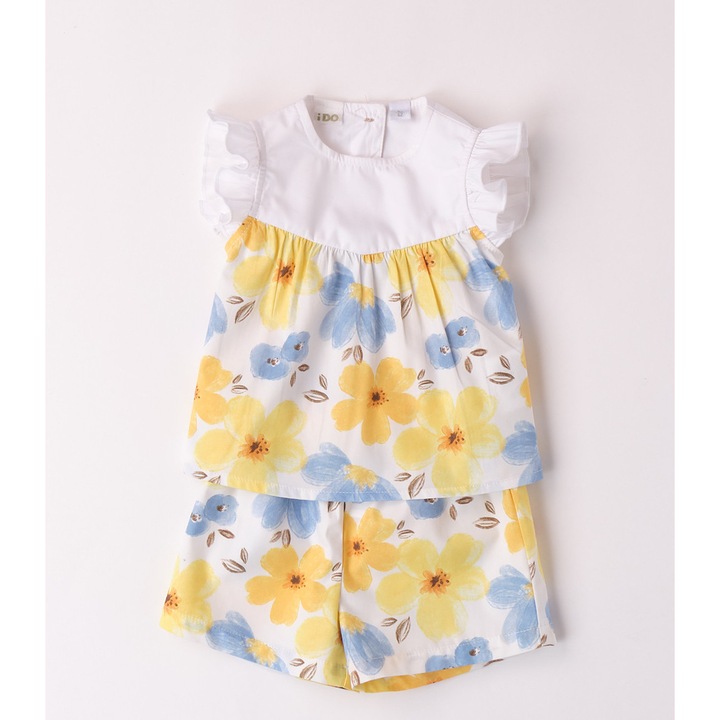 I Do, облекло с флорални щампи за момичета, жълто, бяло