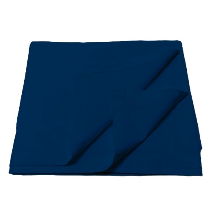 Cearsaf pat, 240 x 260 cm, Casa Bucuriei, bleumarin, bumbac 100%