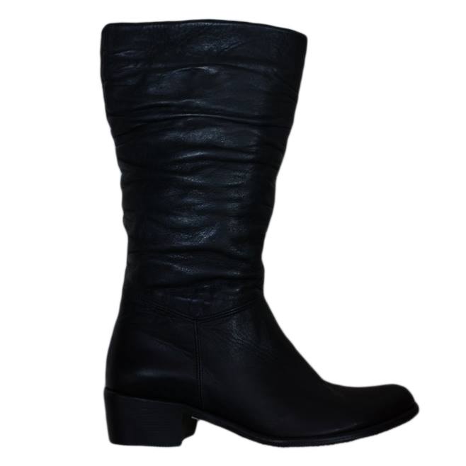 Cizme din piele de lungime medie,D&J Exclusive, Negru